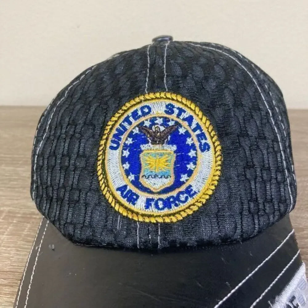US Air Force Hat USAF‎ Embroidered Cap Black Mesh Military Adjustable